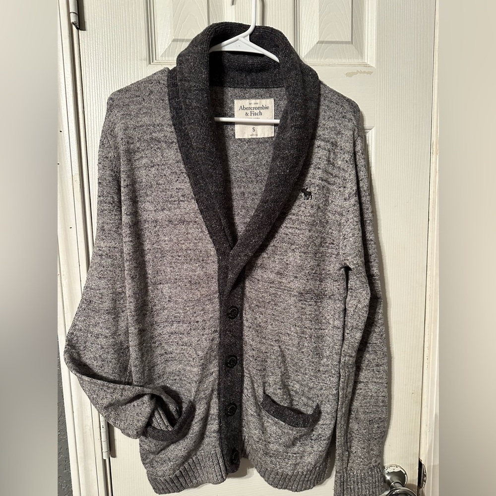 Abercrombie & Fitch Gray Cardigan Sweater with Shawl Collar